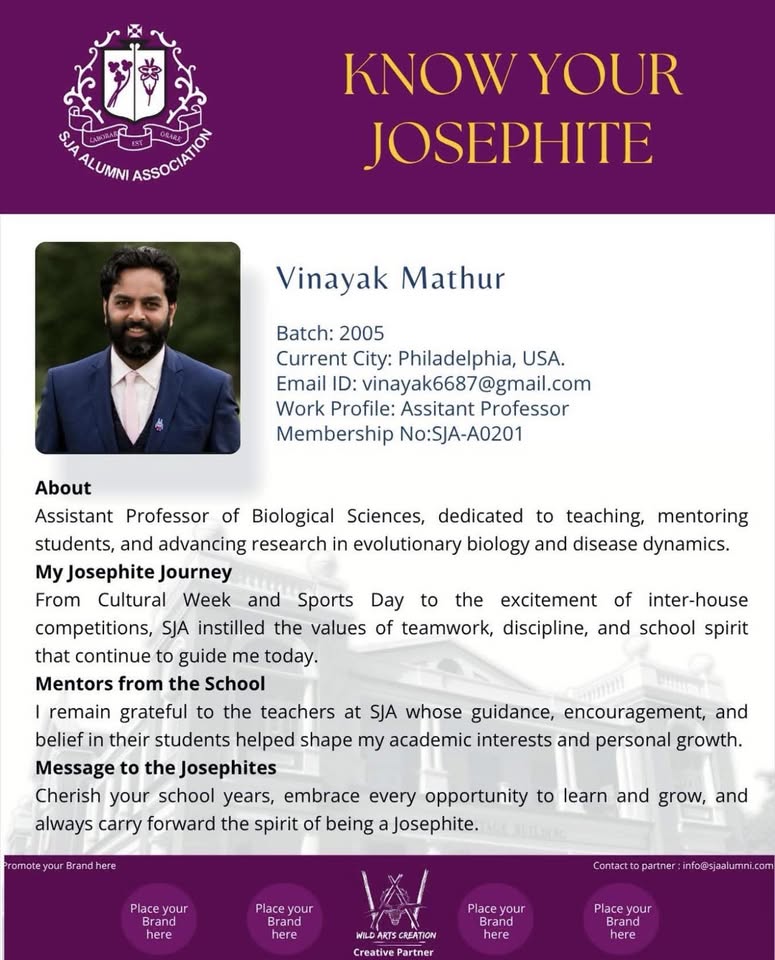 Original SJAA Know Your Josephite profile of Vinayak Mathur